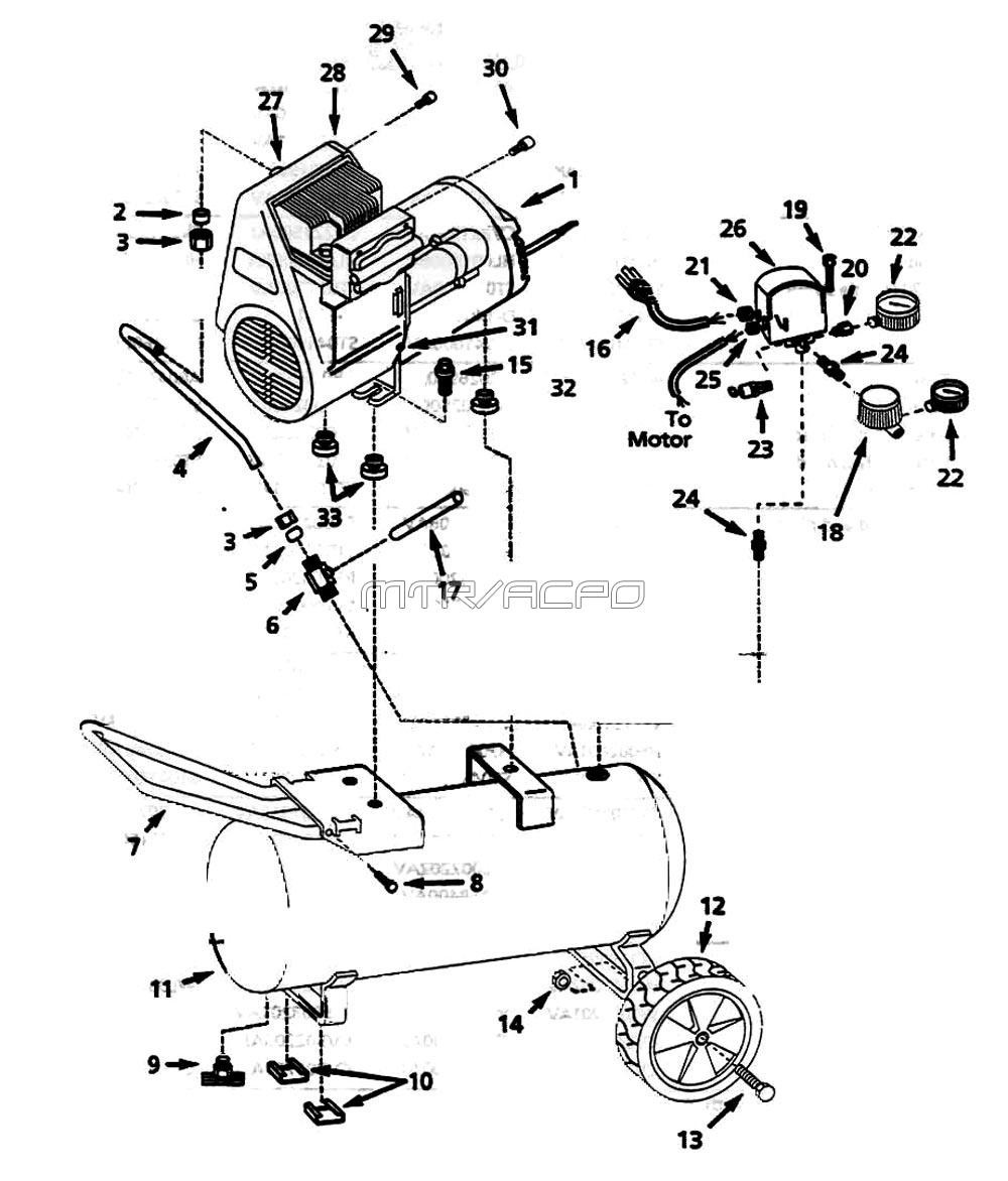 Wl610 Series Tank Parts Diagram and Parts List for WL610001AJ  Campbell Hausfeld Compressor
